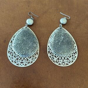 Pewter Teardrop Chandelier Earrings
